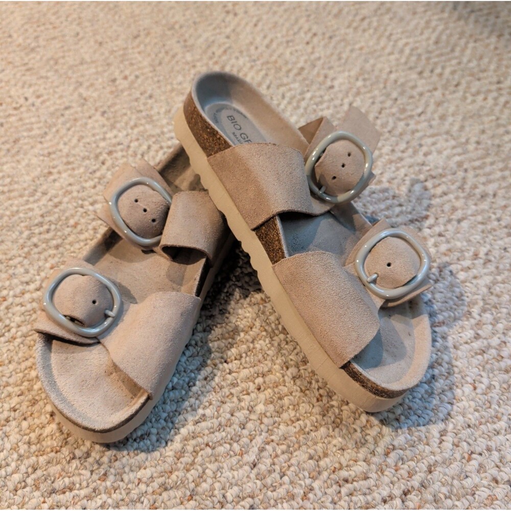 Bio Green Sandals Womens EU 38 US 7.5 Tan Leather Memory Foam Strap